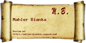 Mahler Bianka névjegykártya